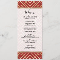 Modern Chinese Red Art Deco Geometric Pattern