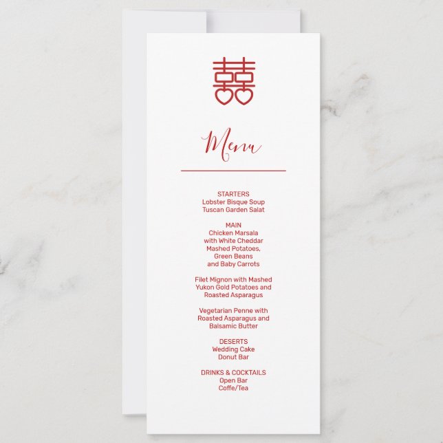Modern Chinese Wedding Menu Card (Front)