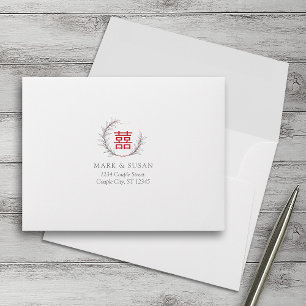 Modern Chinese Wedding RSVP Envelopes (White)