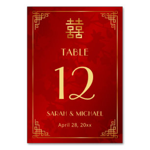 Modern Chinese Wedding Table Number