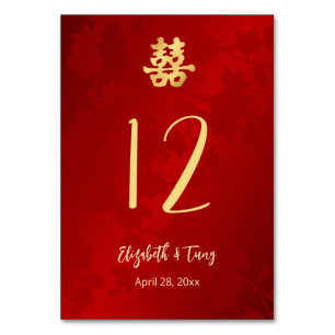 Modern Chinese Wedding Table Number