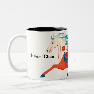 Modern Chinese Zodiac Horse 2026 Personalized Two-Tone Coffee Mug