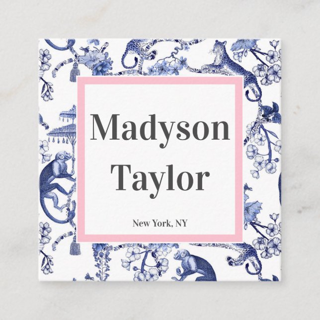 Modern Chinoiserie Custom Typography Square Business Card (Front)