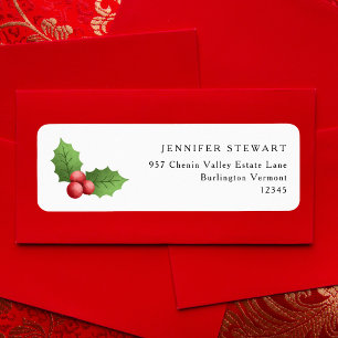Modern Chiristmas Minimalist Return Address Label