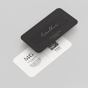 Modern Chiro Therapist Chiropractor Black White Business Card
