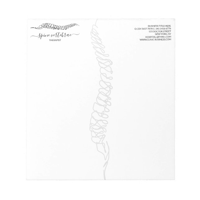 Modern Chiropractor Massage Doctor Notepad (Front)
