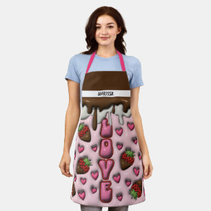 Modern Chocolate and Strawberry Love  Apron