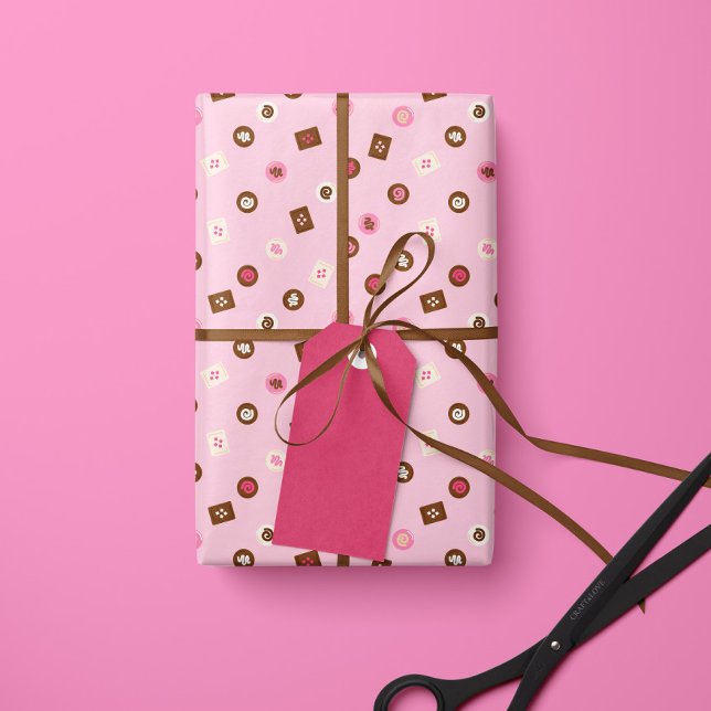 Modern Chocolate Bonbons- Wrapping Paper- Pink Paper (Creator Uploaded)