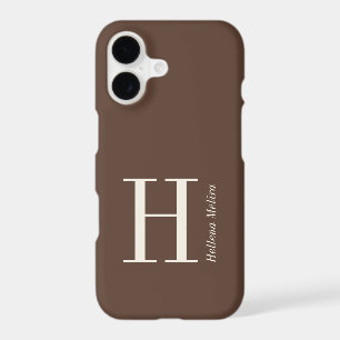 Modern Chocolate Brown Ivory Monogram Name