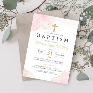 Modern Christening Girl Baptism Invitation