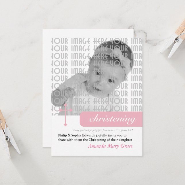 Modern Christening or Baptism Invitation (Front/Back In Situ)