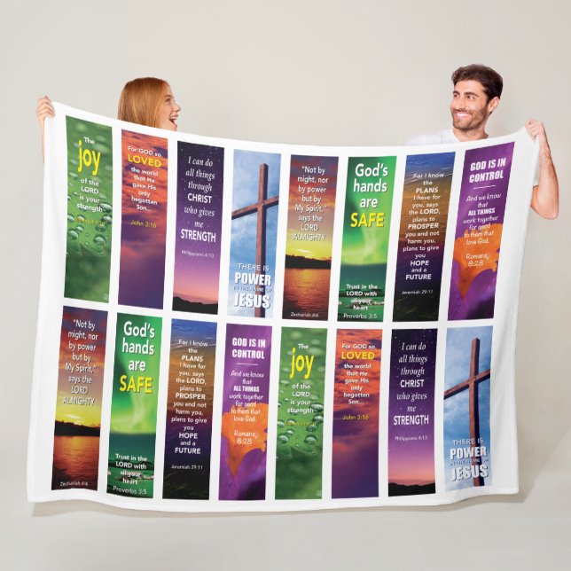 Modern Christian Bible Scripture Verses Fleece Blanket (In Situ)