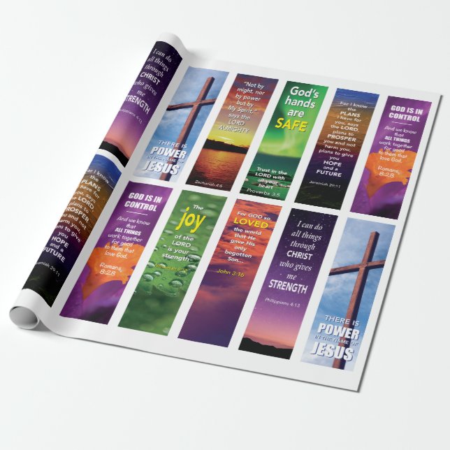 Modern Christian Bible Scripture Verses Wrapping Paper (Unrolled)