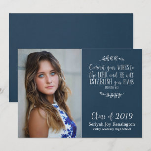 Modern Christian Bible Verse Graduation Photo Invitation