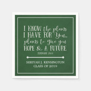 Modern Christian Bible Verse Green Graduation Napkin