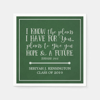 Modern Christian Bible Verse Green Graduation Napkin