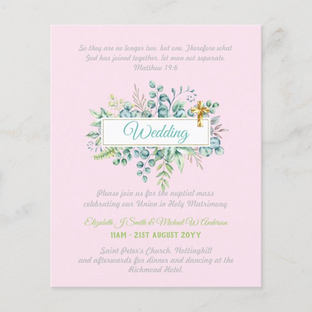 Modern Christian Catholic Wedding Invitation  (Front)