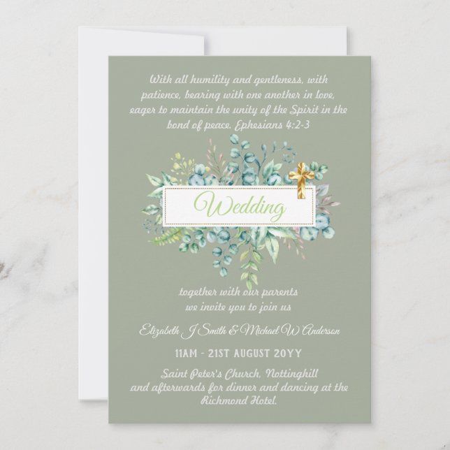 Modern Christian Catholic Wedding Invitation  (Front)