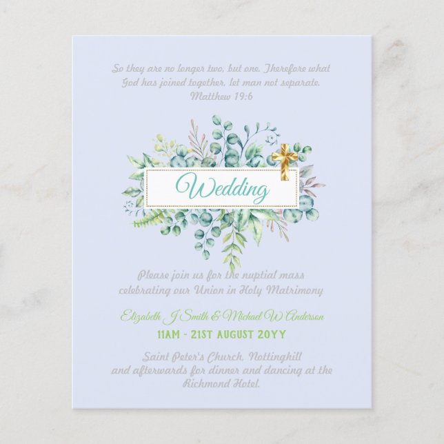 Modern Christian Catholic Wedding Invitation  (Front)
