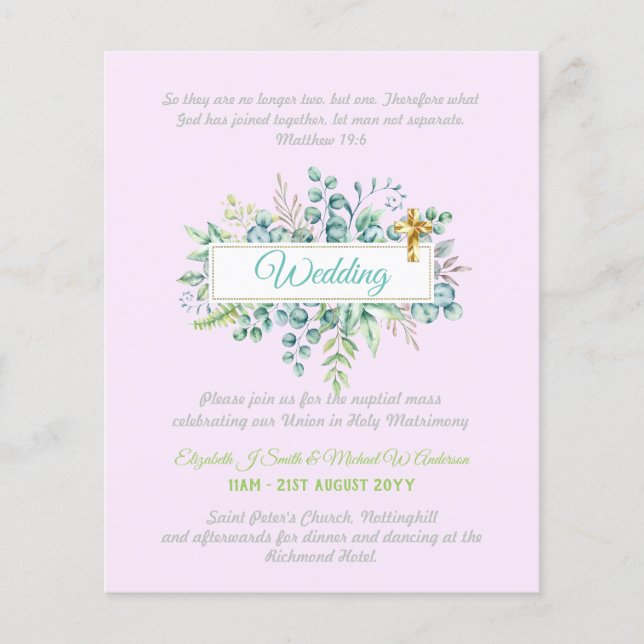 Modern Christian Catholic Wedding Invitation  (Front)