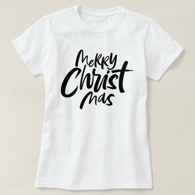 Modern Christian Christmas Lettering Religious T-Shirt (Design Front)