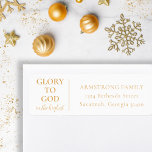 Modern Christian Christmas Return Address<br><div class="desc">This religious Christmas return address label will add a special touch to your faith-based Christmas card envelopes. Features the Bible verse "Glory to God in the highest" in a classic serif font and a modern, handwritten calligraphy script font. Designed as part of my Gold Simplicity Christmas collection for Christians and...</div>