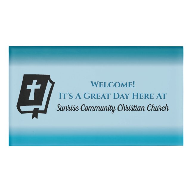 Modern Christian Church Greeter Usher Gradient Nam Name Tag (Front)