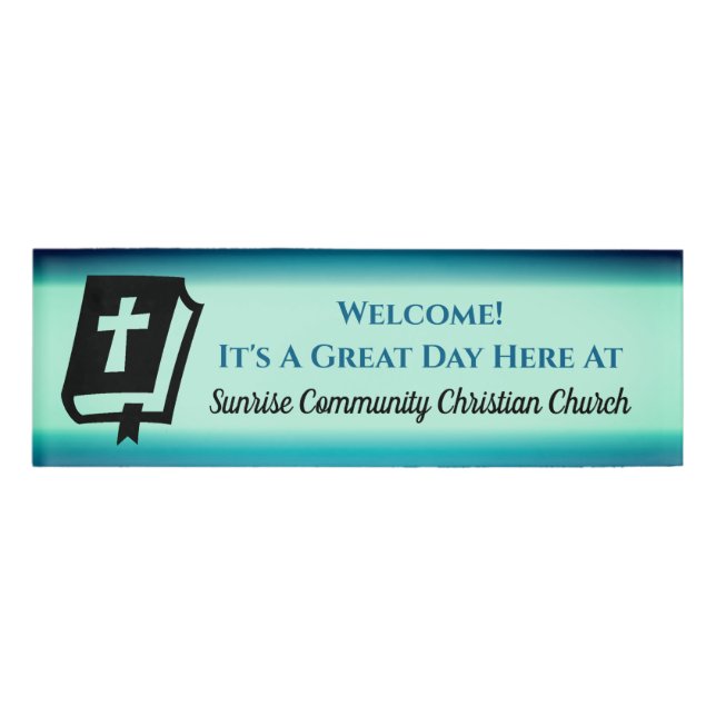 Modern Christian Church Greeter Usher  Name Tag (Front)