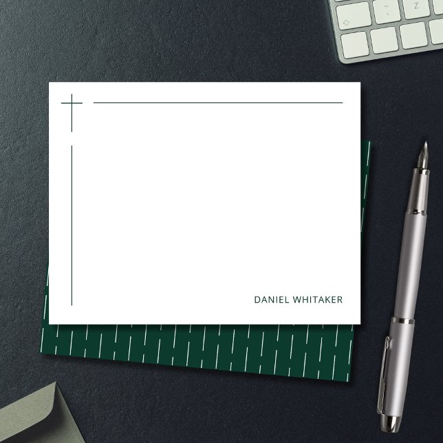 Modern Christian Cross Monogrammed Minimal Green Card (Personalized for ministry or everyday use.)