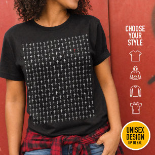 Modern Christian Cross pattern Red Sacred Heart T-Shirt