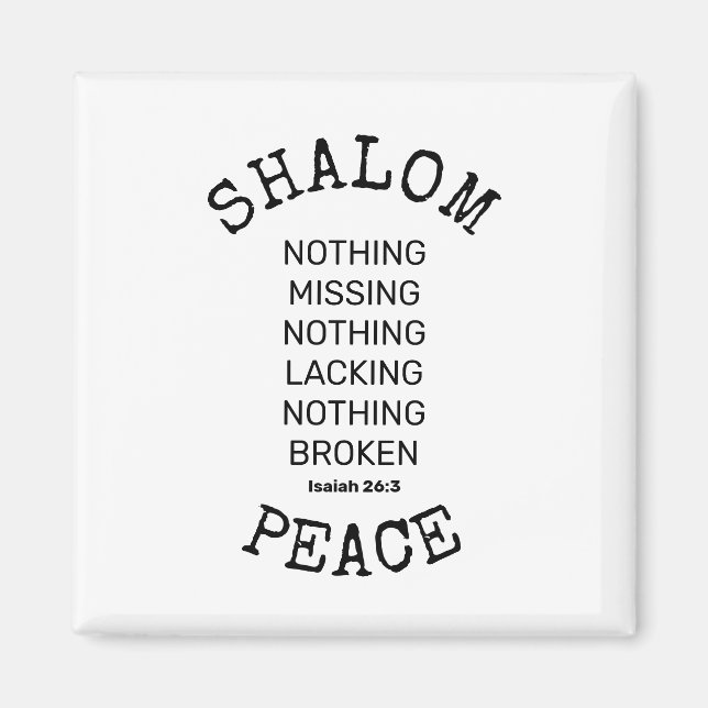 Modern Christian SHALOM PEACE Magnet (Front)