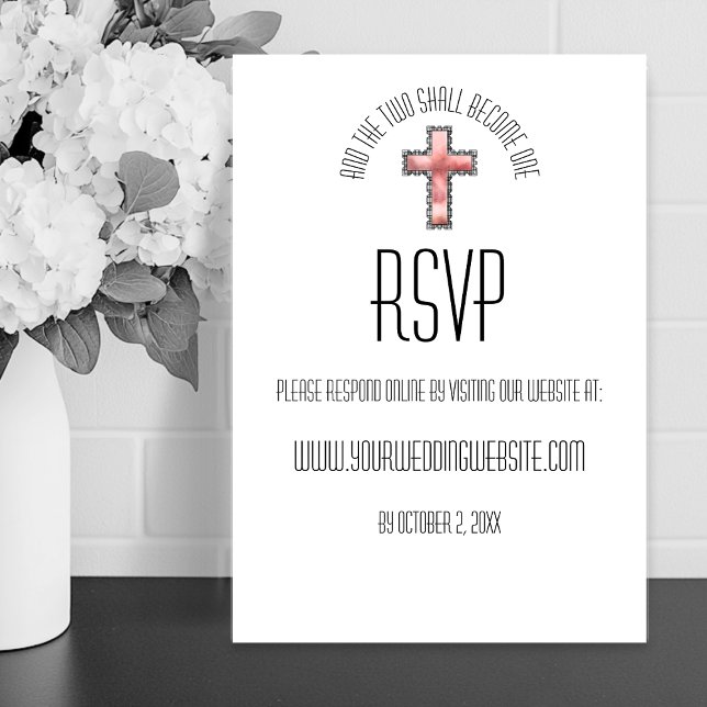 Modern Christian Wedding RSVP Card (Modern Minimalist Christian Two Become One Wedding RSVP Card
)