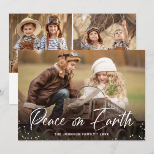 Modern Christmas 3 PHOTO Peace on Earth Holiday Card