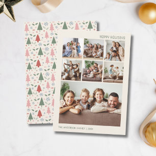 Modern Christmas 7 Family Photo Collage Holiday Card