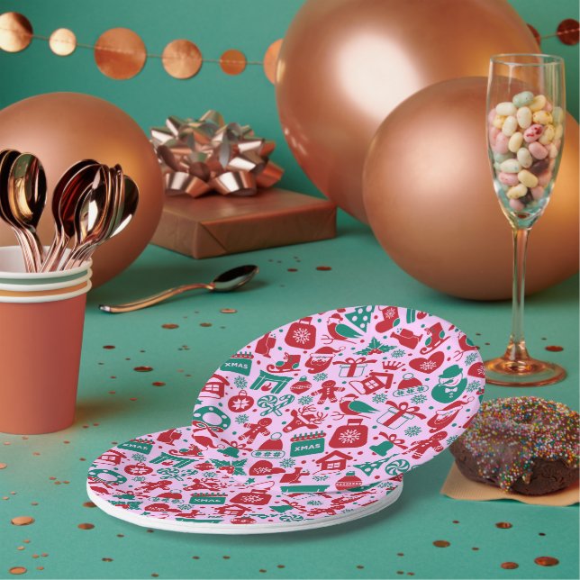 Modern Christmas Abstract Pattern Paper Plate (Multi)