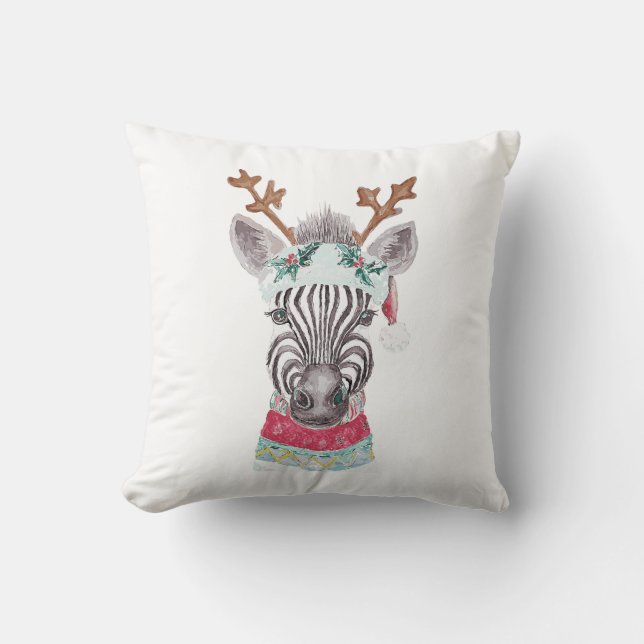 Modern Christmas Animal watercolor painting Cushion (Front)