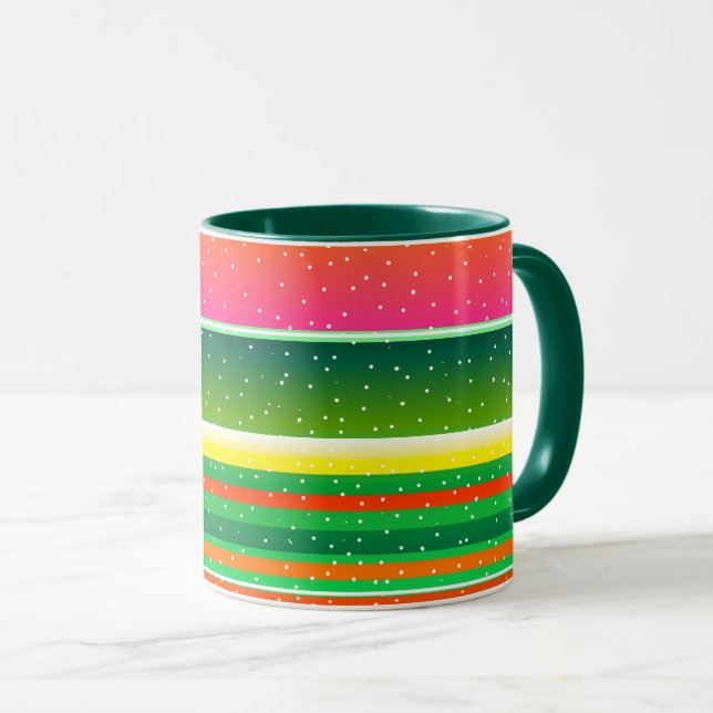 Modern Christmas artistic striped pattern Mug (Front Right)