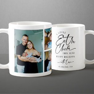 Modern Christmas Baby Announcement Photo Collage Coffee Mug