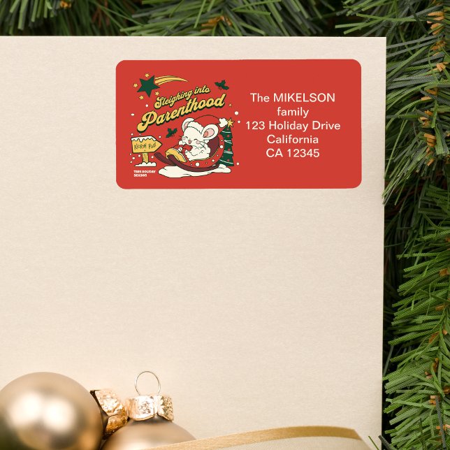 Modern Christmas Baby Pregnancy Announcement Label (Creator Uploaded)