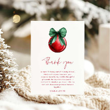 Modern Christmas Baby Shower Thank you Card
