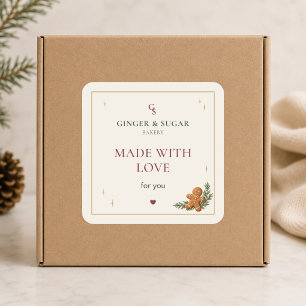 Modern Christmas Bakery Made with Love Square Sticker