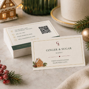 Modern Christmas Bakery QR Code Business Card