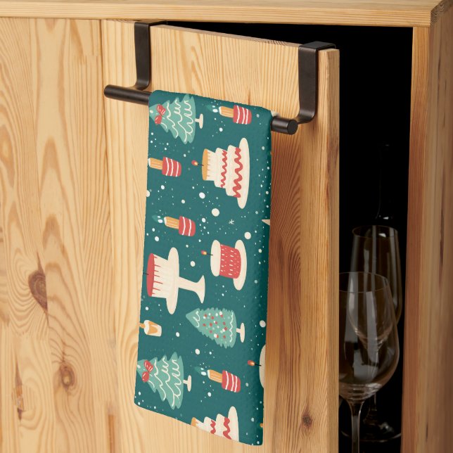 Modern Christmas Baking Aesthetic  Tea Towel (Thirds Fold)