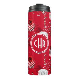 Modern Christmas Balls and Poinsettia Thermal Tumbler