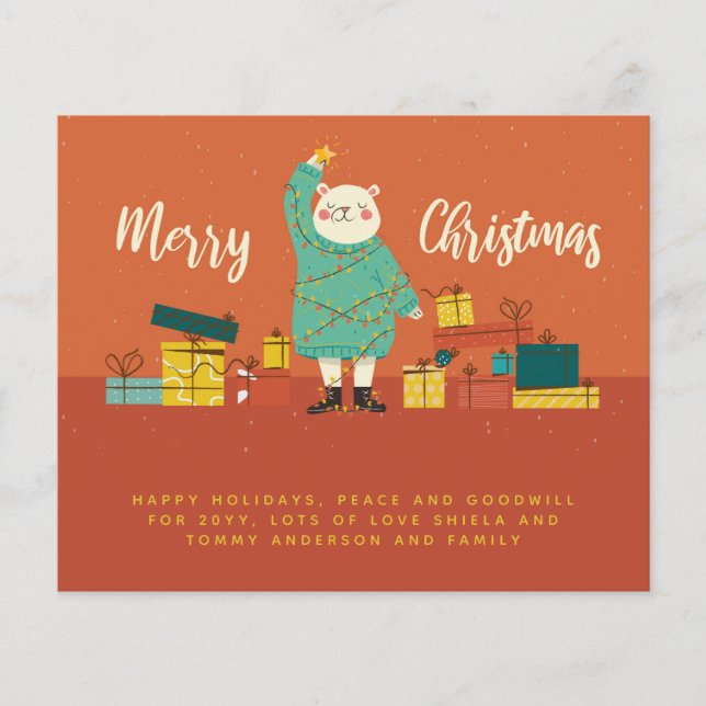 Modern Christmas Bear Personalised Annual Letter (Front)