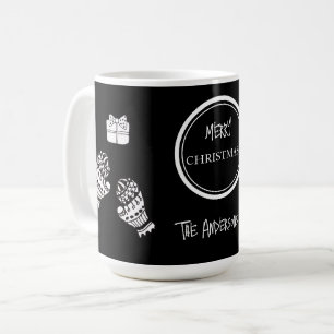 Modern Christmas Black and White Personalised Coffee Mug