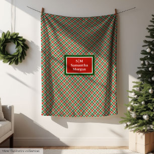 Modern Christmas Blanket Custom Name Cosy Decor