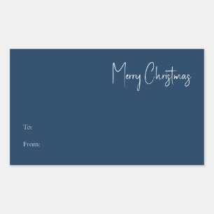 Modern Christmas Blue Large Rectangle Gift Label
