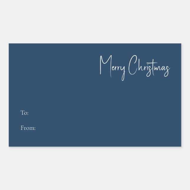 Modern Christmas | Blue Large Rectangle Gift Label (Front)