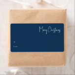 Modern Christmas | Blue Rectangle Gift Label<br><div class="desc">This modern Christmas | blue rectangle gift label is perfect for your minimalist shabby chic boho blue and white holiday greeting. The minimal whimsical handwritten calligraphy is delicate and rustic while staying classy and elegant. You will find that everything about this product is editable, so feel free to add pictures...</div>